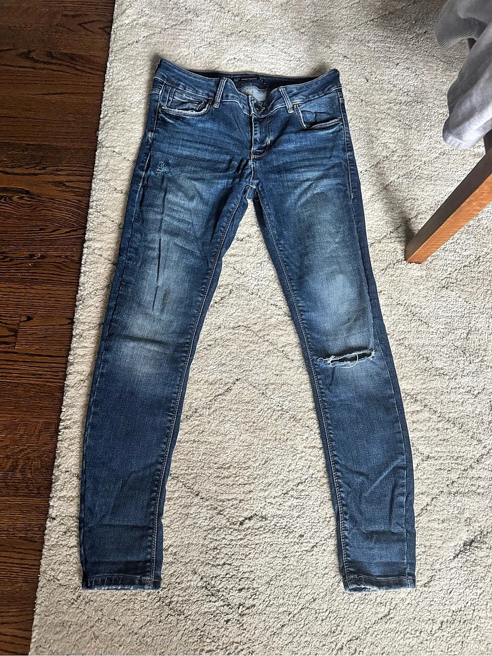Zara Trafaluc denimwear Skinny Distressed Jeans in Blue Waist 8